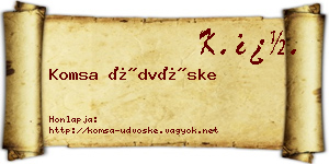 Komsa Üdvöske névjegykártya